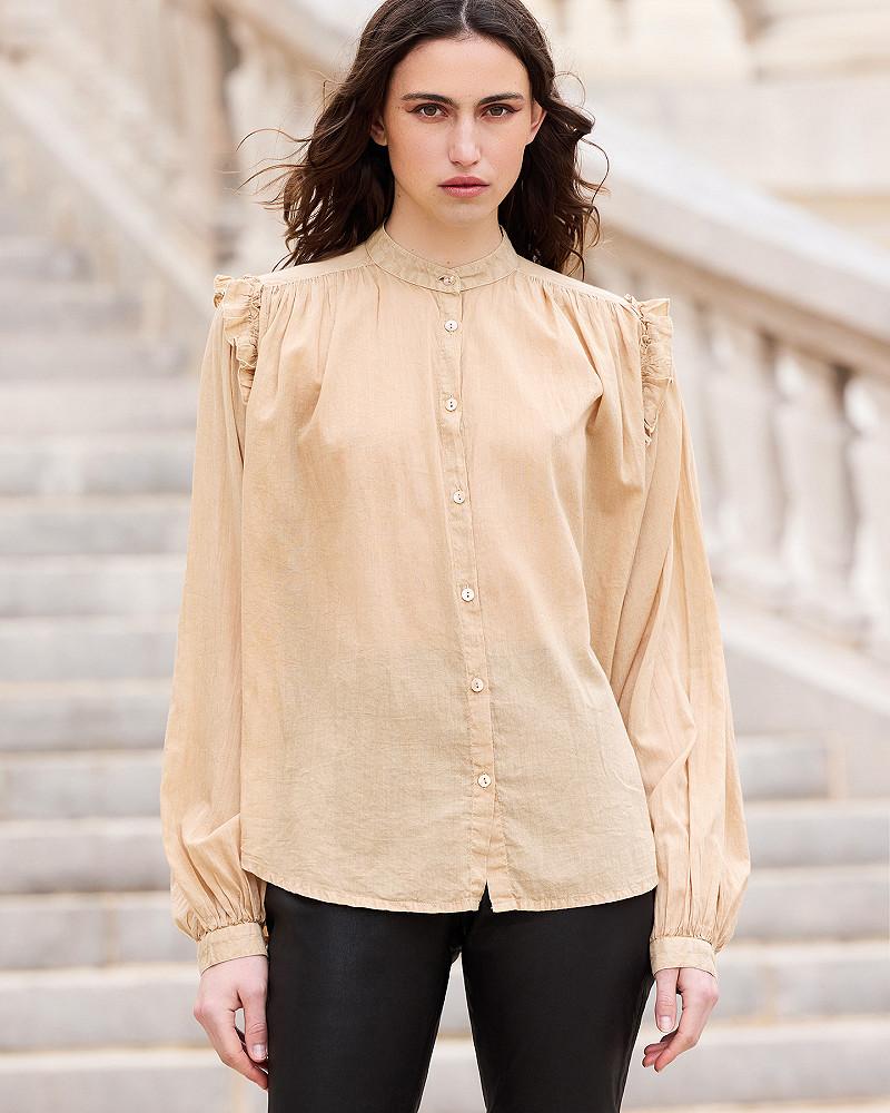 Mes Demoiselles Chemise Sati Chemise Douce Beige En Voile De Coton