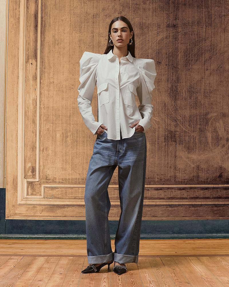 Mes Demoiselles Chemise Song Chemise Aux Manches Bouffantes En Coton Blanc