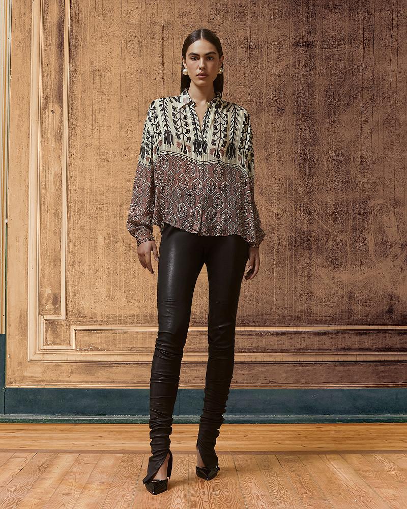 Mes Demoiselles Chemise Susanne Chemise Droite En Viscose Chiffon Imprimée Rose