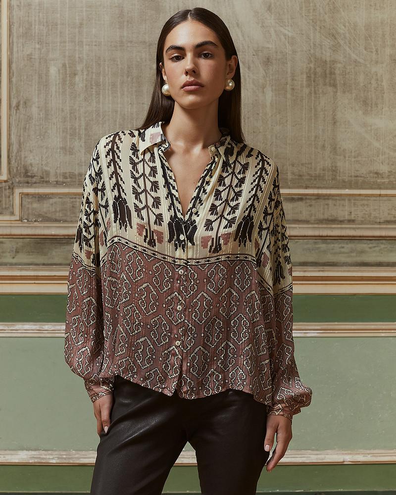 Mes Demoiselles Chemise Susanne Chemise Droite En Viscose Chiffon Imprimée Rose