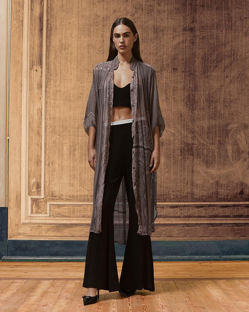 Mes Demoiselles Chemise Willy Longue Chemise En Viscose Et Impression Dentelle Rose