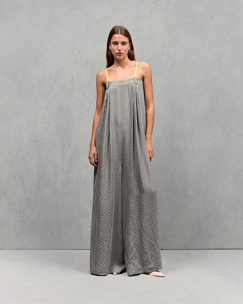 Mes Demoiselles Combinaison Milla Combinaison Pantalon Taupe Aux Fines Rayures Borsalino