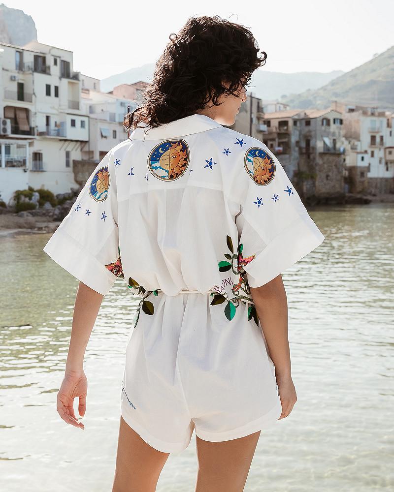 mes demoiselles combinaison Torreya Combinaison short en popeline de coton brodée