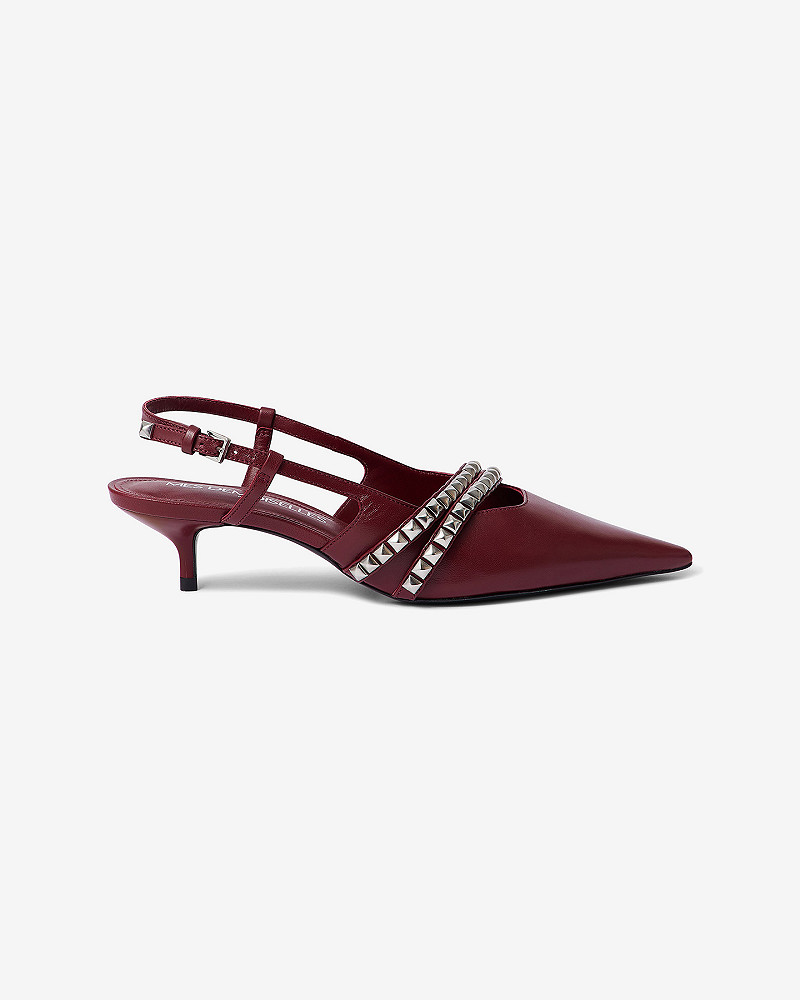 Mes Demoiselles Escarpins Tauri Escarpin En Cuir Bordeaux Avec Brides Argentées