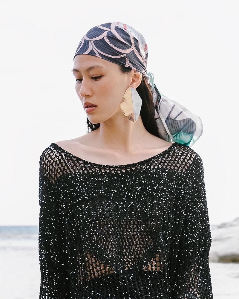 mes demoiselles foulard Bou Foulard en soie turquoise mes demoiselles foulard Bou Foulard en soie turquoise