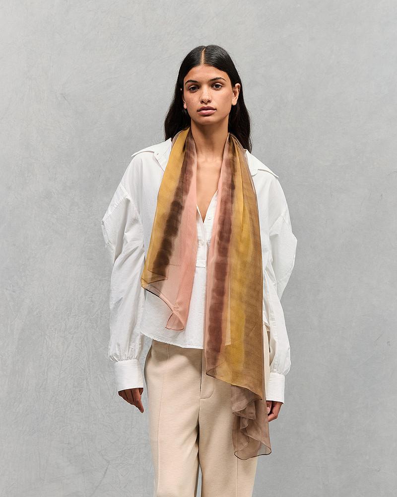 mes demoiselles foulard Molly Foulard en viscose chiffon tye&dye jaune et rose