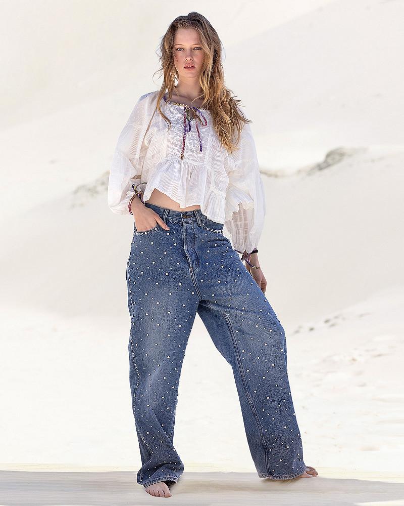 mes demoiselles jeans Manny Jean oversize denim avec détails argentés