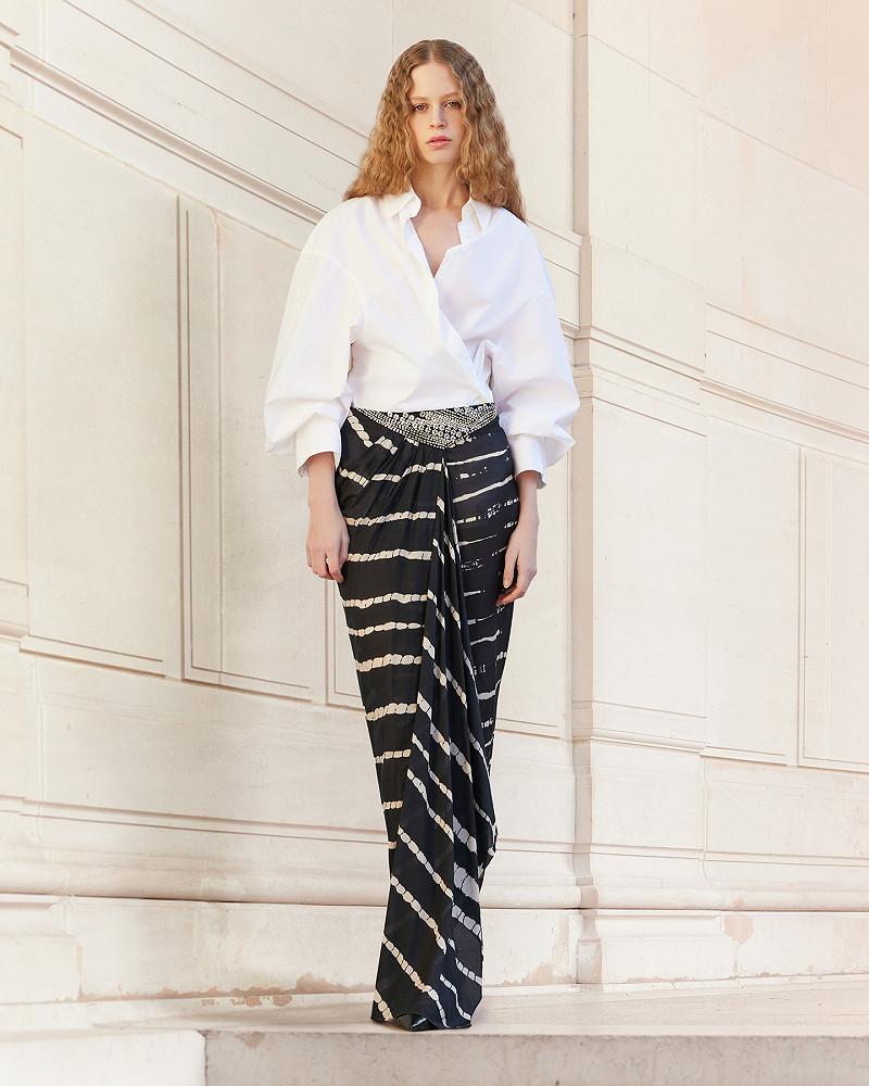 mes demoiselles jupe Dravitz Jupe paréo en mousseline noire et détails argentés