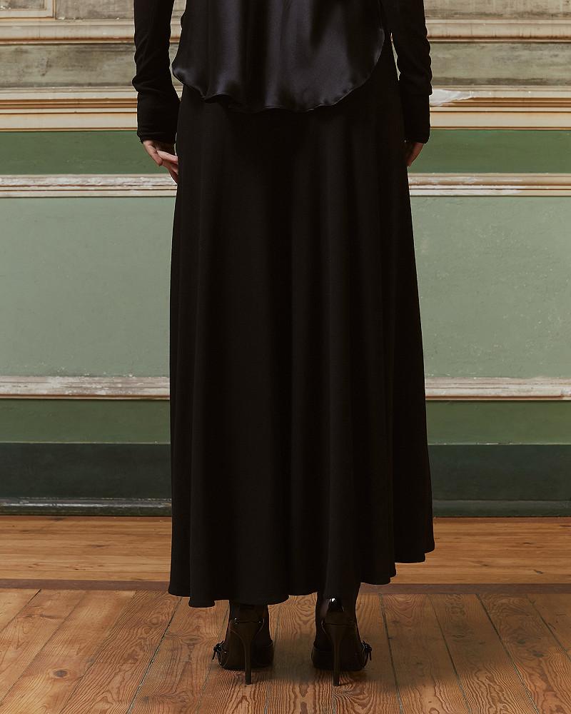 Mes Demoiselles Jupe Ines Jupe Souple Longue Noire En Tissus Mélangé