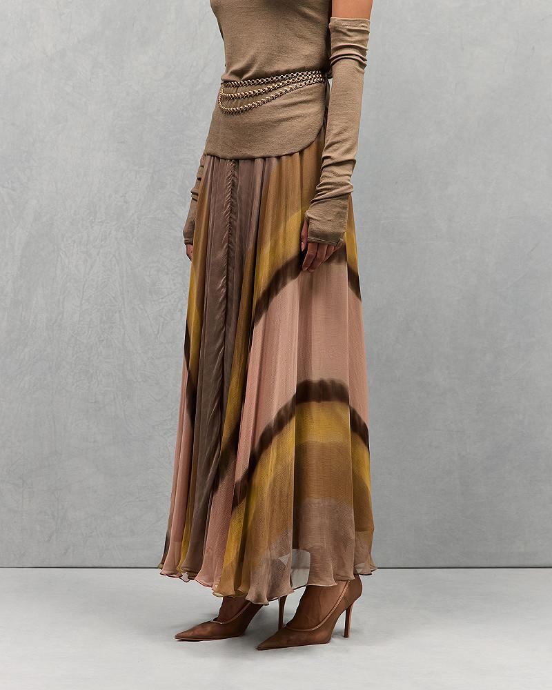 Mes Demoiselles Jupe Mastin Jupe Souple En Viscose Chiffon Jaune Et Rose