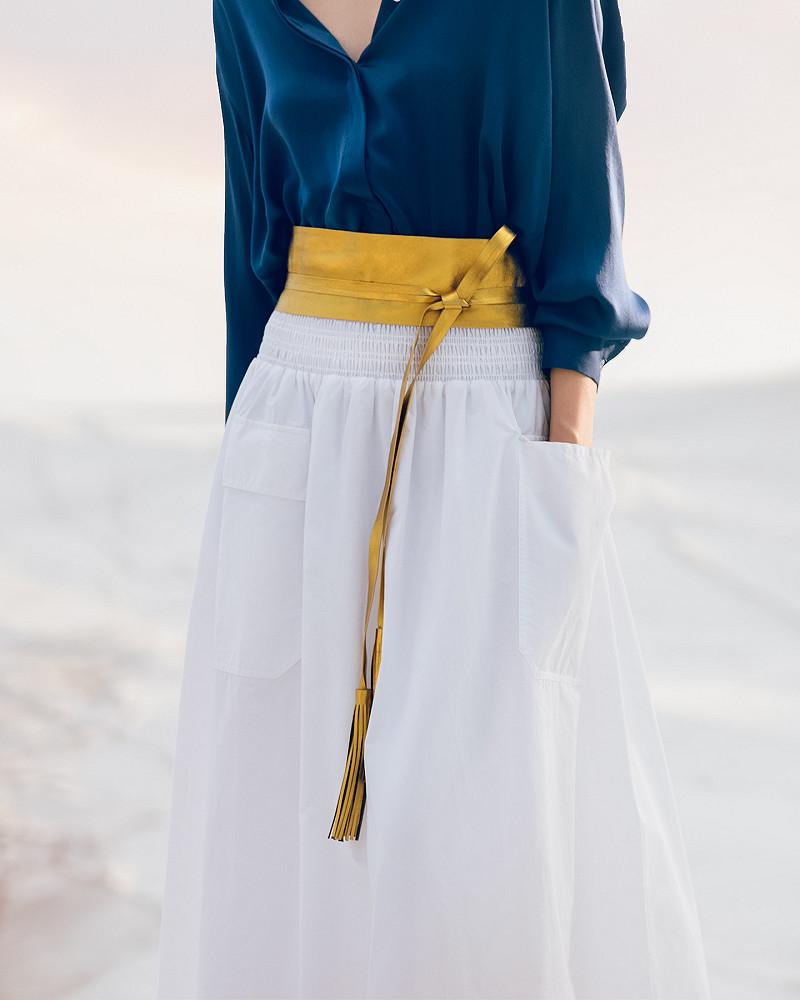 Mes Demoiselles Jupe Pelambre Longue Jupe Blanche En Popeline De Coton Craquante