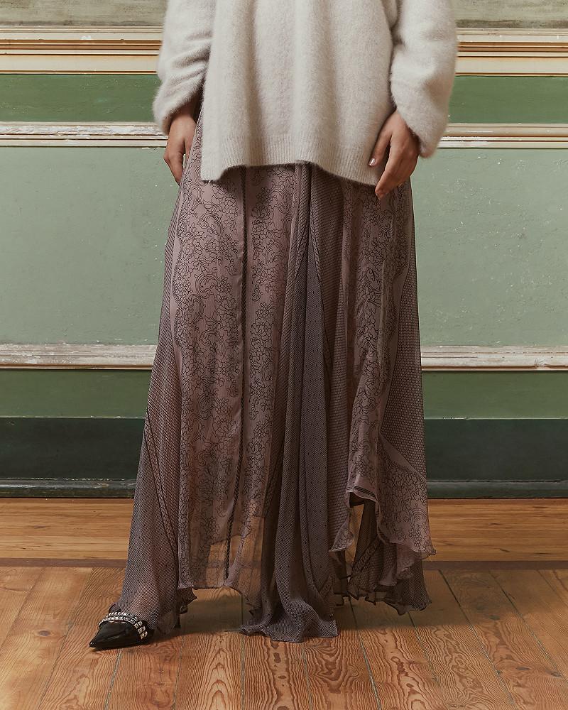 Mes Demoiselles Jupe Wyla Jupe Longue En Viscose Imprimé Dentelle Rose