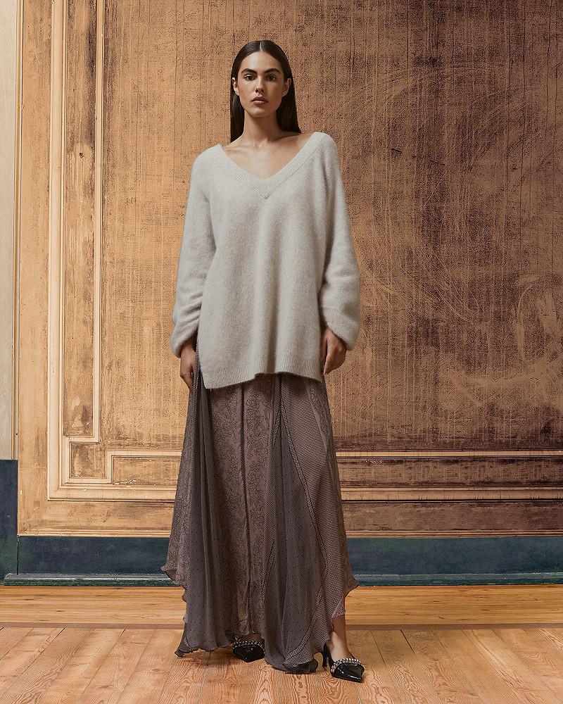 mes demoiselles jupe Wyla Jupe longue en viscose imprimé dentelle rose