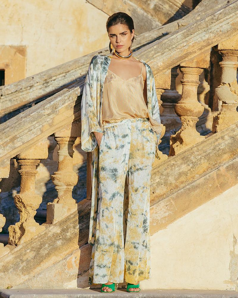 mes demoiselles kimono Issor Long kimono en viscose jacquard tye&dye