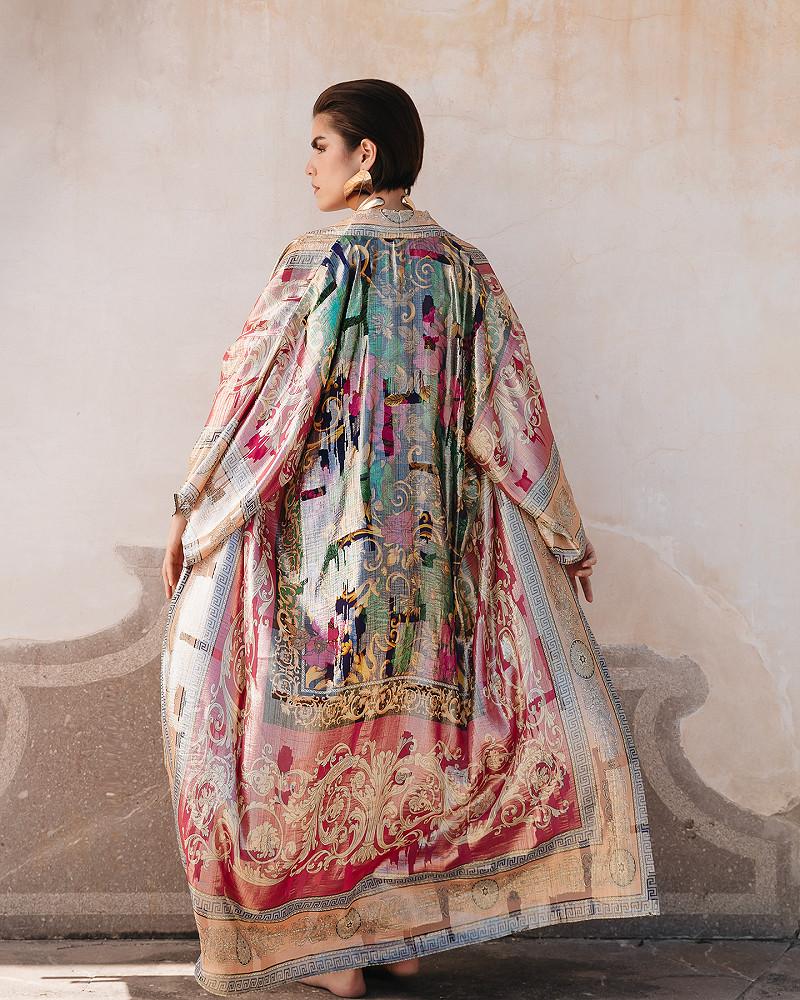 Mes Demoiselles Kimono Reggio Kimono En Soie Lurex Imprimée