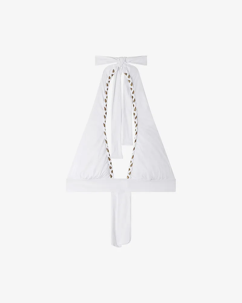 Mes Demoiselles Maillot De Bain Bruce Haut De Bain Triangle Féminin Blanc Et Doré