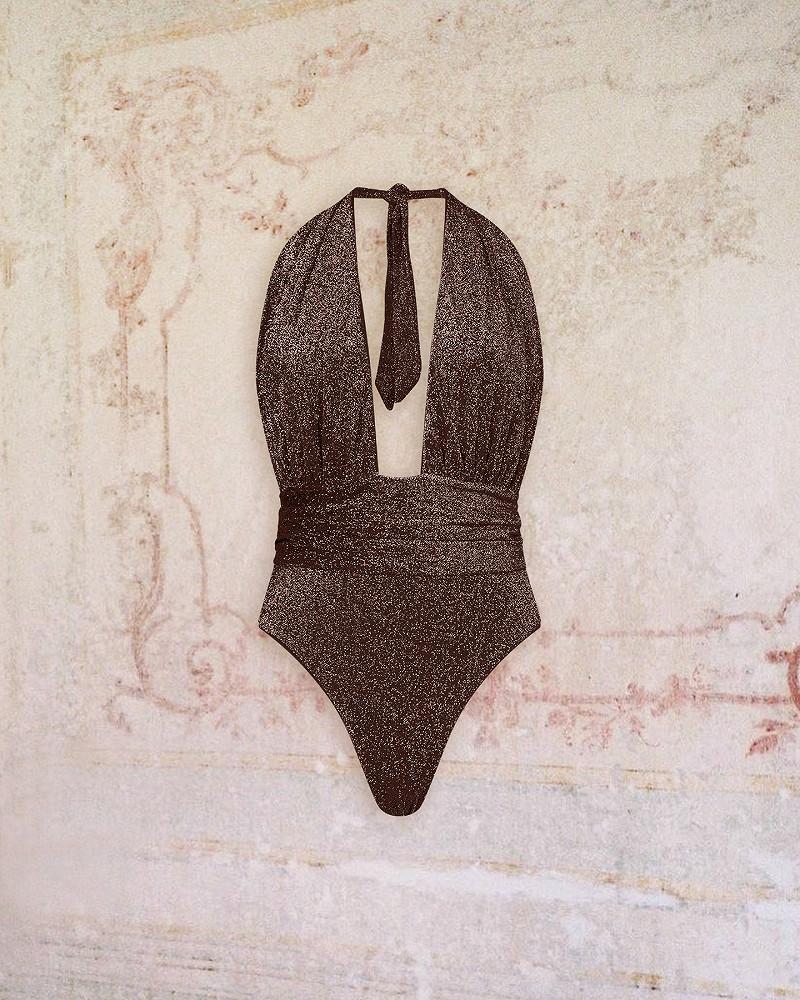 Mes Demoiselles Maillot De Bain Frederique Body De Bain En Lurex Bronze