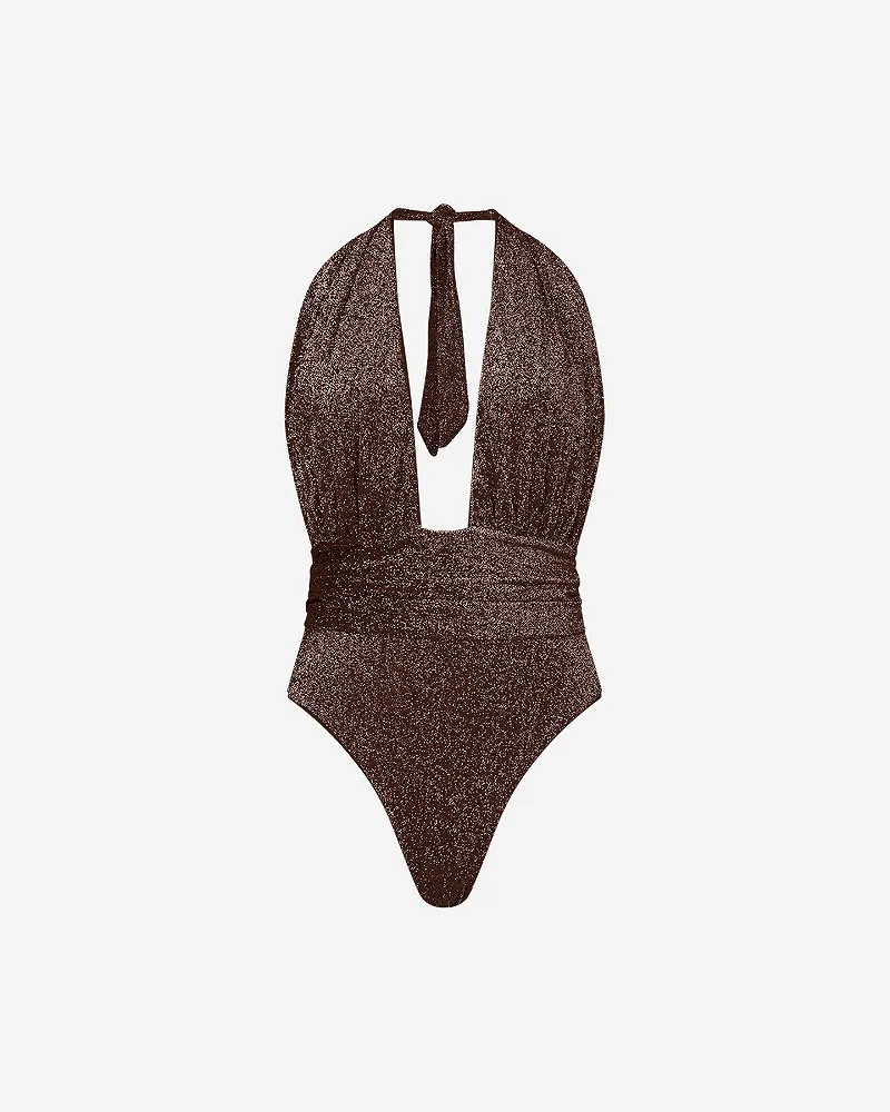 Mes Demoiselles Maillot De Bain Frederique Body De Bain En Lurex Bronze