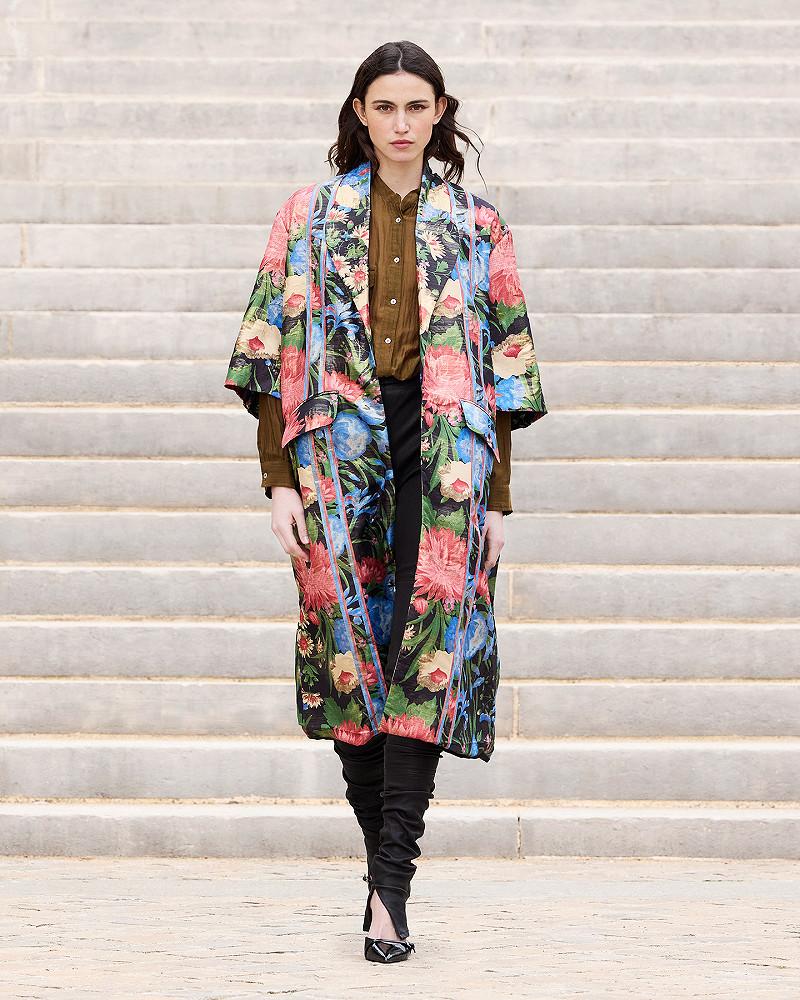 mes demoiselles manteau Rinity Manteau en jacquard lurex imprimé grandes fleurs