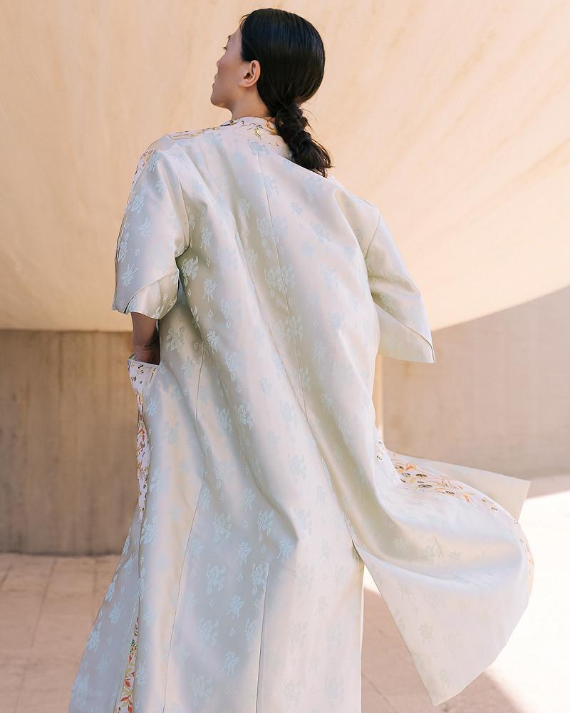 Mes Demoiselles Manteau Zoflower Elegant Manteau Droit Avec Fil Lurex