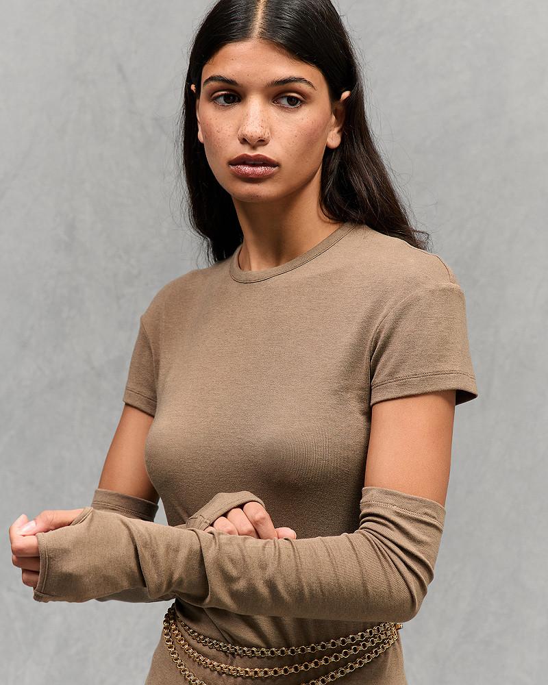 mes demoiselles mitaines Ilarius Longue mitaine kaki en jersey