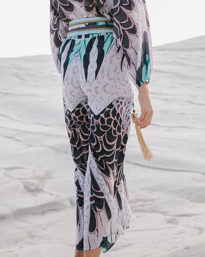 Mes Demoiselles Pantalon Bart Pantalon Large En Soie Habotai Imprimée
