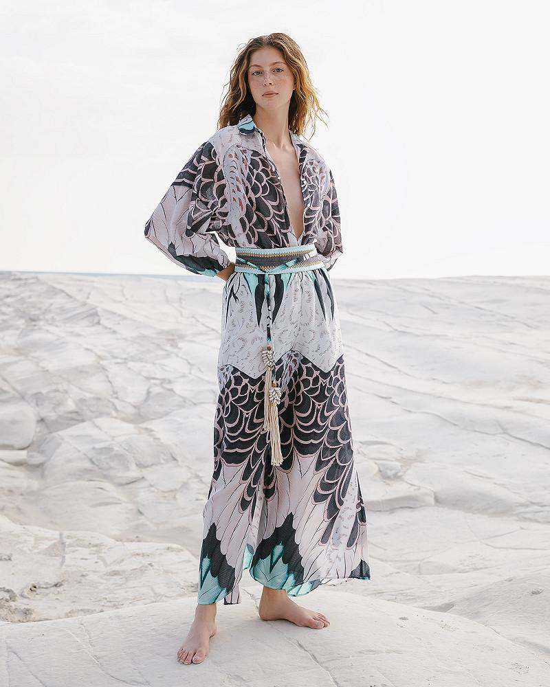 mes demoiselles pantalon Bart Pantalon large en soie habotai imprimée