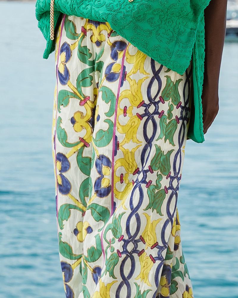 Mes Demoiselles Pantalon Corvina Pantalon En Coton Multicolor Imprimé Placé