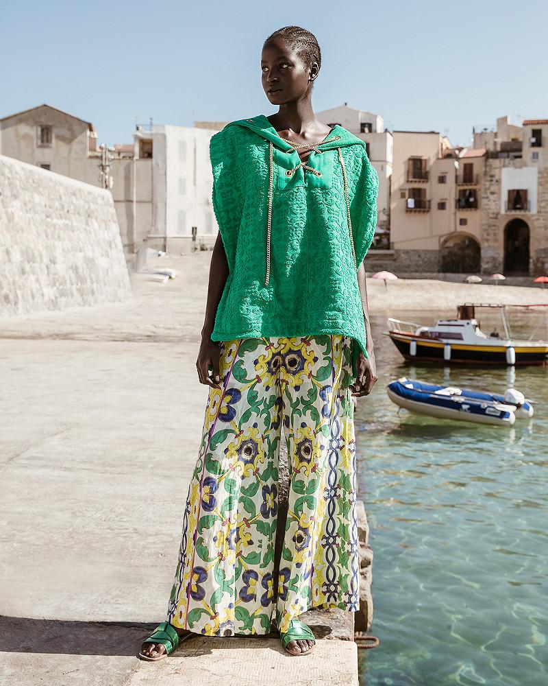 mes demoiselles pantalon Corvina Pantalon en coton multicolor imprimé placé