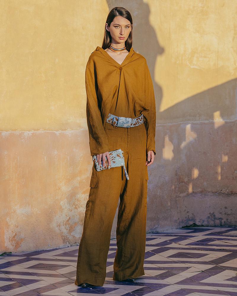 Mes Demoiselles Pantalon Cyr Pantalon Souple En Toile De Lin Bronze