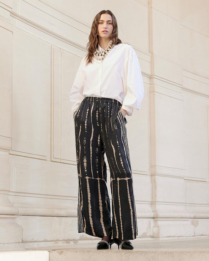 Mes Demoiselles Pantalon Doom Pantalon Noir Tye&dye Avec Bijoux Argentés