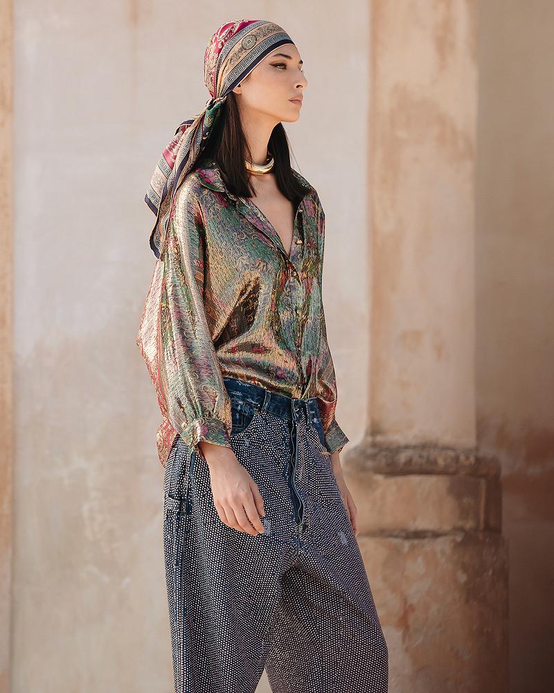 Mes Demoiselles Pantalon Janis Jeans Avec Micro Strass Bronze