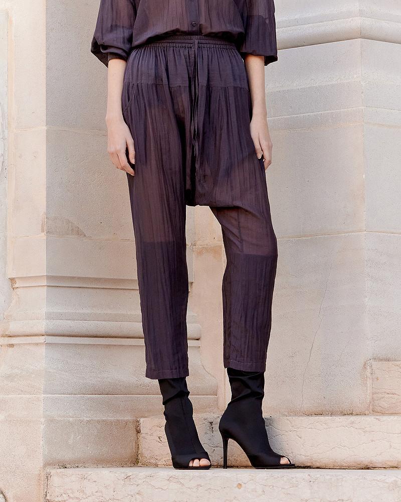Mes Demoiselles Pantalon Loana Pantalon Sarouel En Gaze De Coton Et Soie Grise