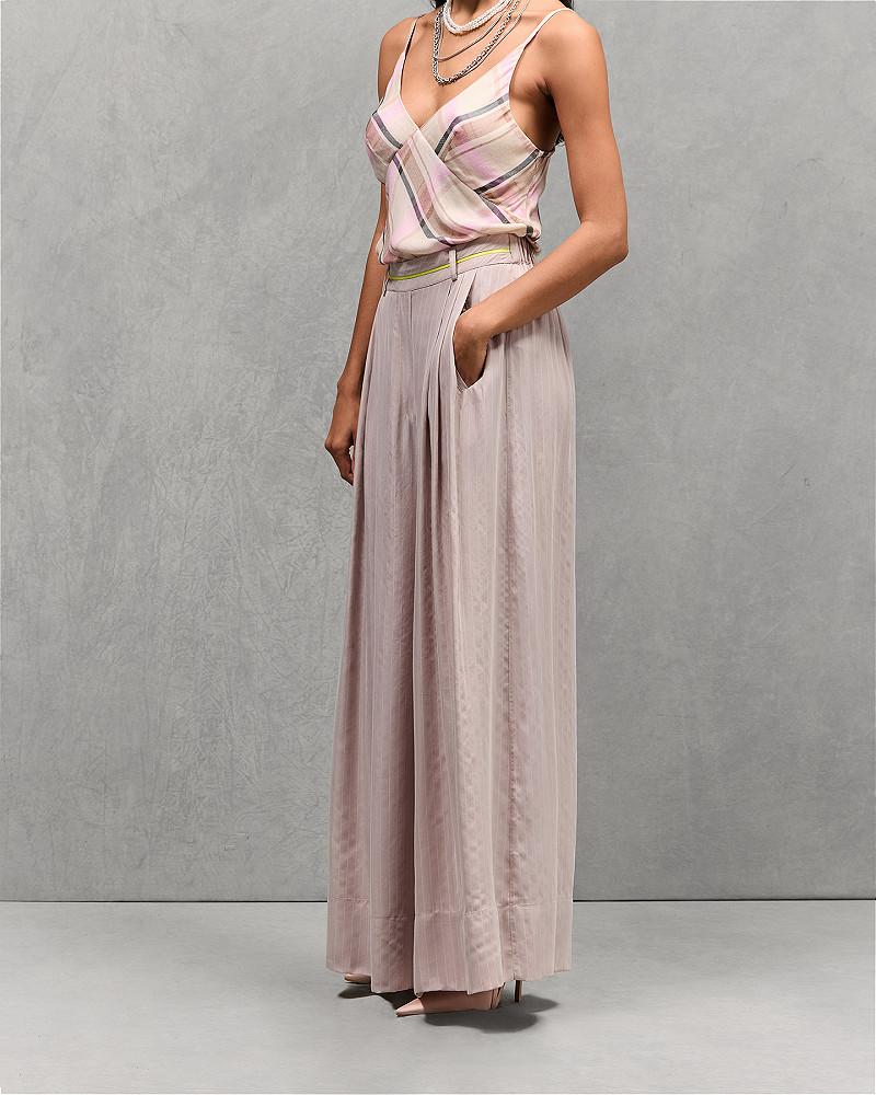 Mes Demoiselles Pantalon Moda Pantalon Chic à Rayures Borsalino Nude