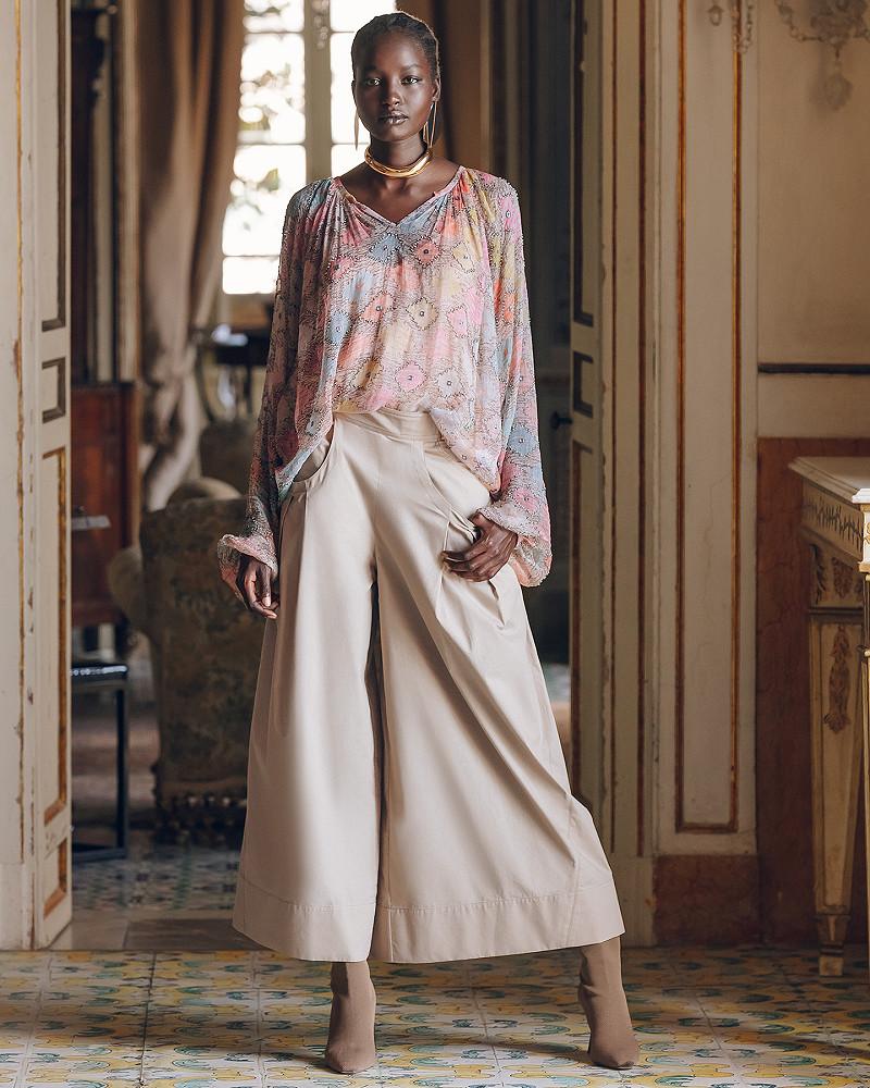 Mes Demoiselles Pantalon Paline Pantalon Large En Popeline Craquante Sable