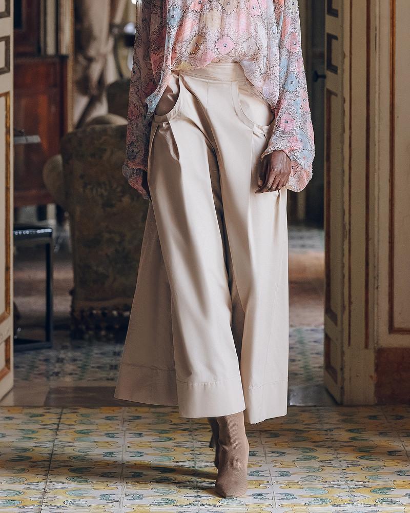 Mes Demoiselles Pantalon Paline Pantalon Large En Popeline Craquante Sable