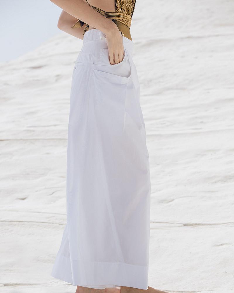 Mes Demoiselles Pantalon Paline Pantalon Large En Popeline Craquante Blanche