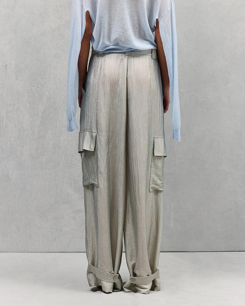 Mes Demoiselles Pantalon Power Pantalon Esprit Cargo En Crinkled Shiny Argent