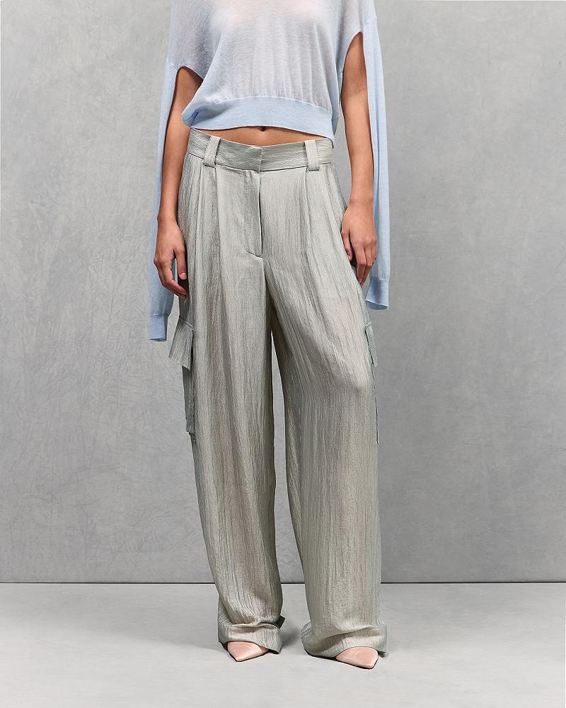 mes demoiselles pantalon Power Pantalon esprit cargo en crinkled shiny argent