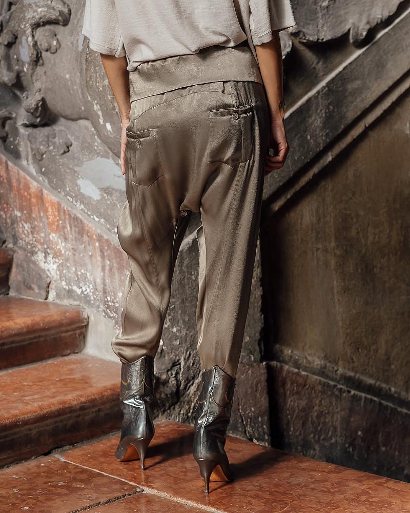 Mes Demoiselles Pantalon Salsa Pantalon Sarouel Kaki En Satin Viscose