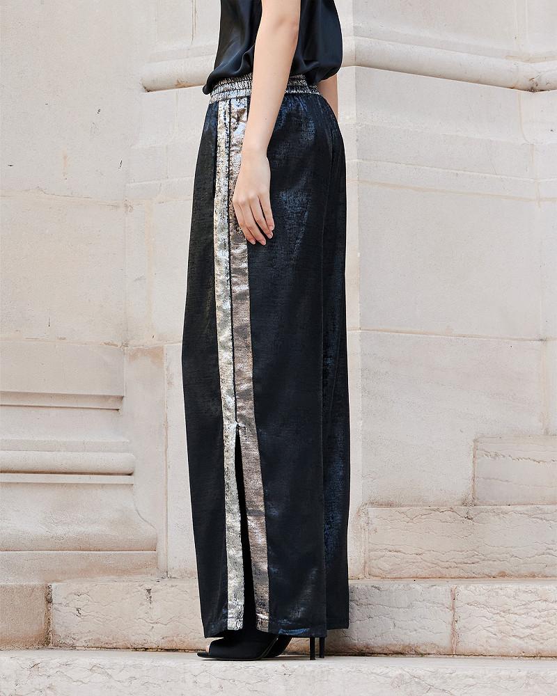 Mes Demoiselles Pantalon Sirene Pantalon Souple Brillant Avec Bandes Latérales
