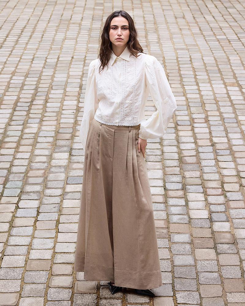 Mes Demoiselles Pantalon Sissy Pantalon Raffiné à Pinces Beige
