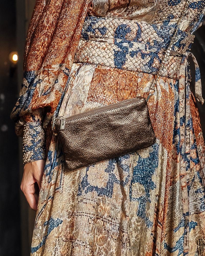 Mes Demoiselles Pochette Icaro Sac Pochette En Cuir Martelé Bronze
