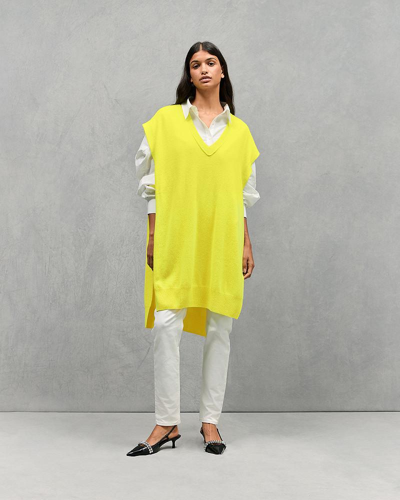 Mes Demoiselles Poncho Neko Délicat Poncho En Cachemire Jaune Fluo