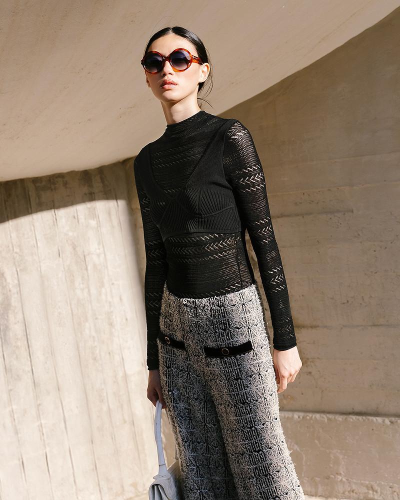 Mes Demoiselles Pull Clodia Top Ultra Féminin En Pointelle Noire