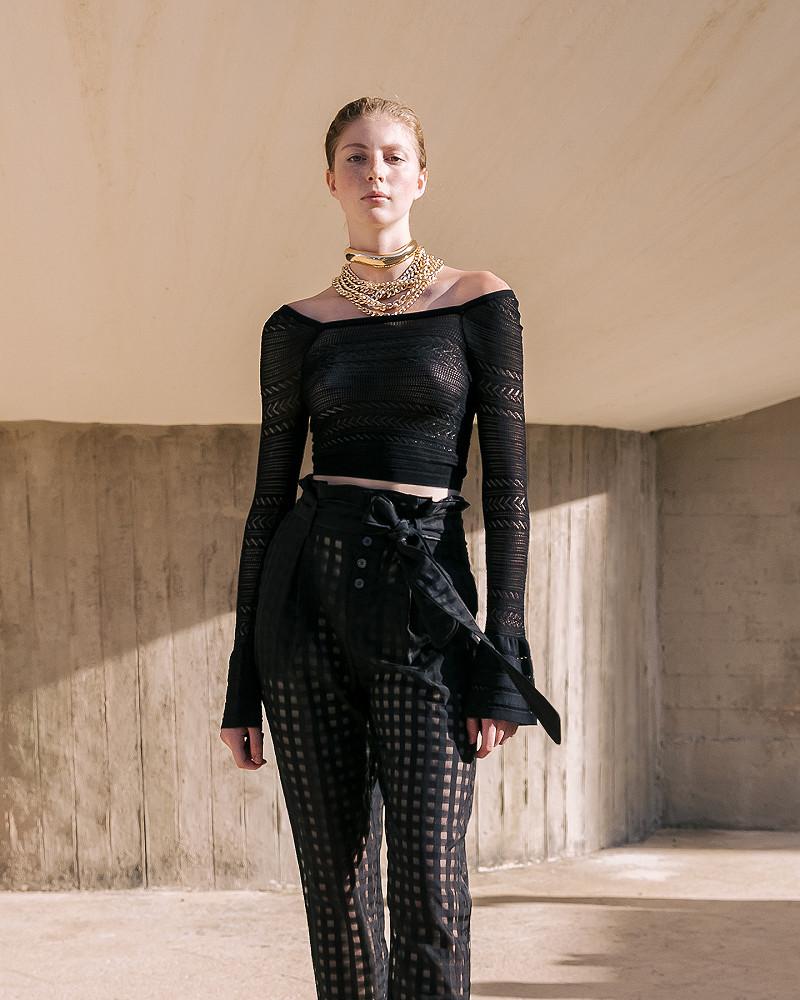 Mes Demoiselles Pull Clora Top Court En Pointelle Noire