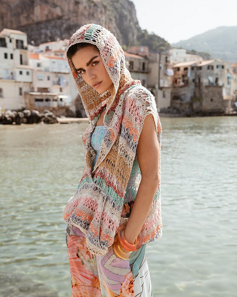 mes demoiselles pull Iscah Top sans manches au crochet multicolor