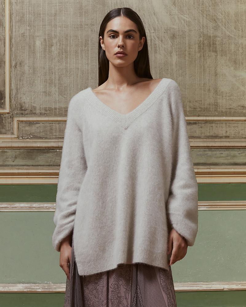 Mes Demoiselles Pull Polat Pull En Laine De Raccoon Couleur Porcelaine