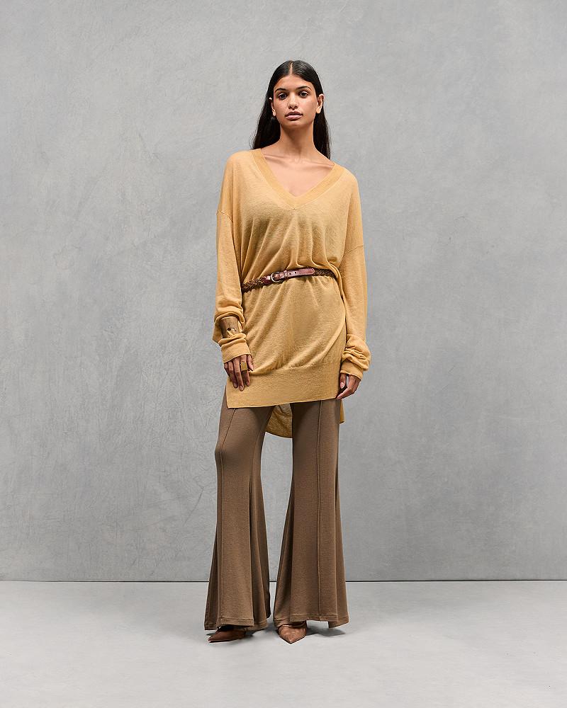 Mes Demoiselles Pull Smudge Long Pull En Mailles Superfine Jaune