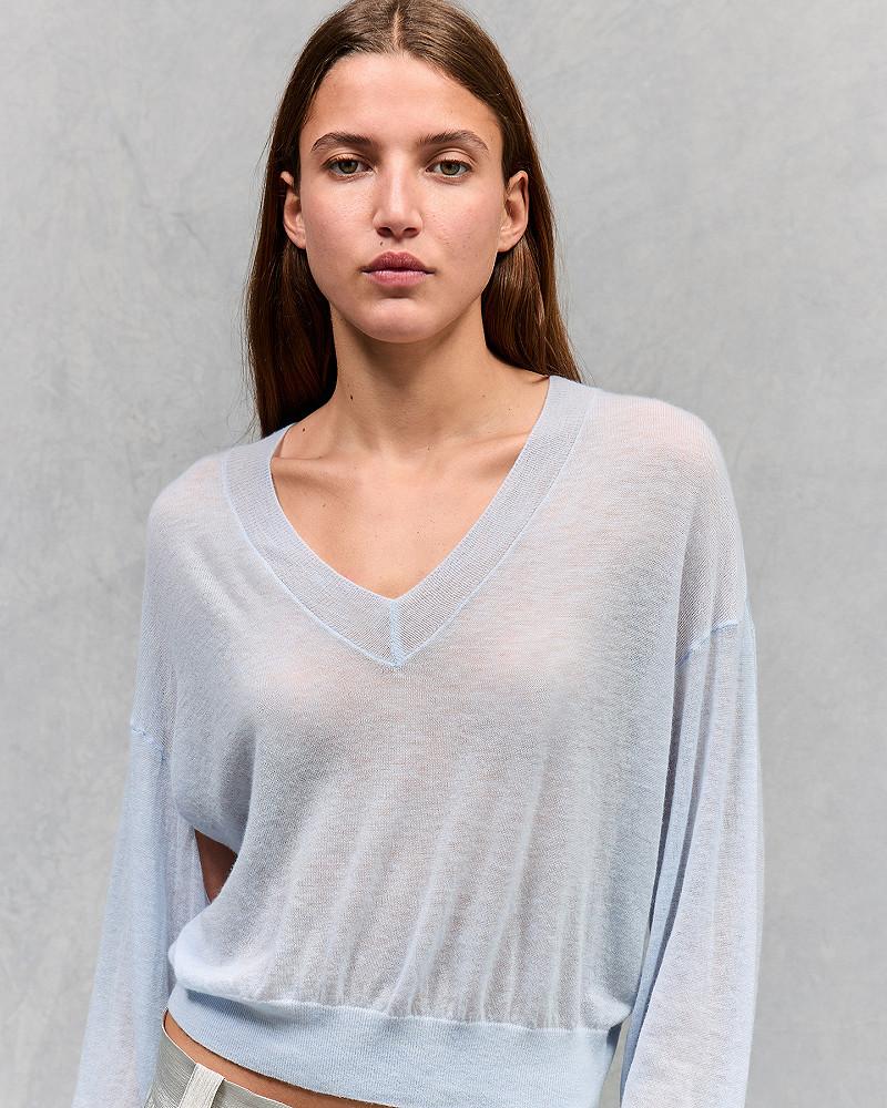 mes demoiselles pull Smurf Petit pull bleu ciel en maille superfine